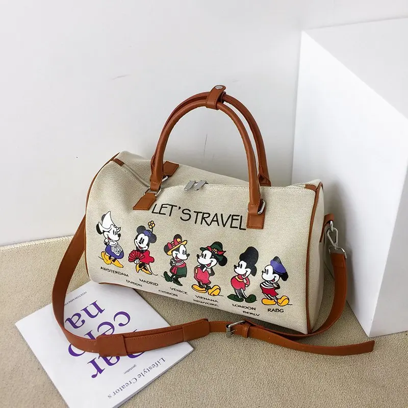 Disney Mickey Mouse New Girl Children Single Shoulder Inclined Bag Cute Messenger Handbag Kids Cartoon Mickey Handbag Brown