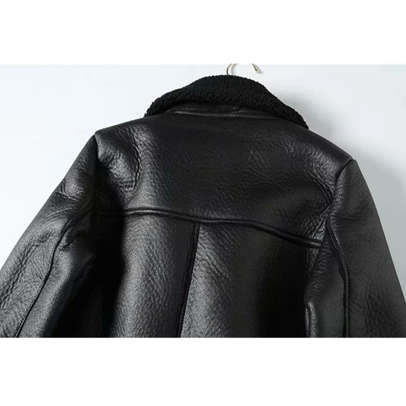 

Fur Beige Plus Faux Size Leather Jacket Women With Belt Turn Down Collar Ladies 2021 Winter Thick Warm Oversized Coat Clothes