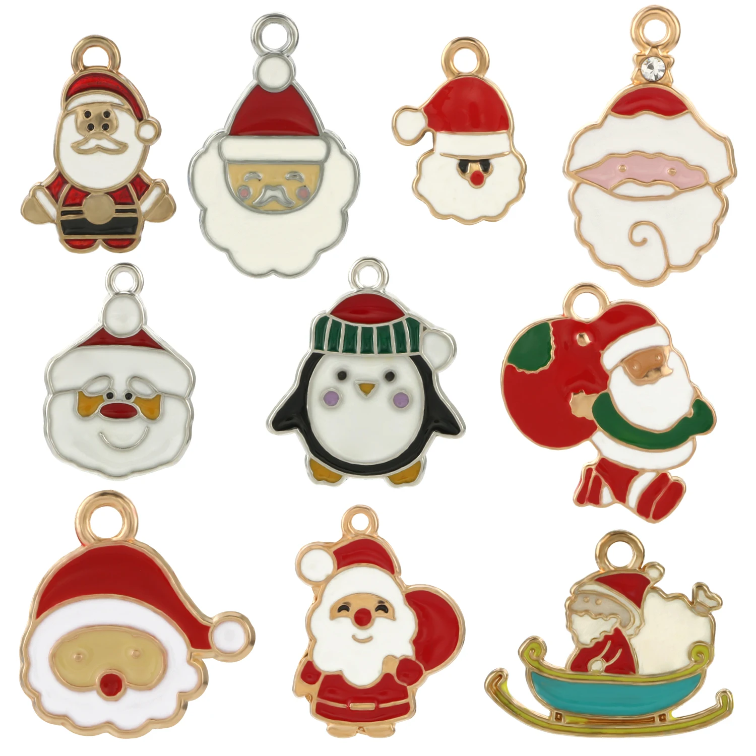 Рождественская подвеска в виде Санта Клауса 10 шт./лот ожерелье из сплава золотого