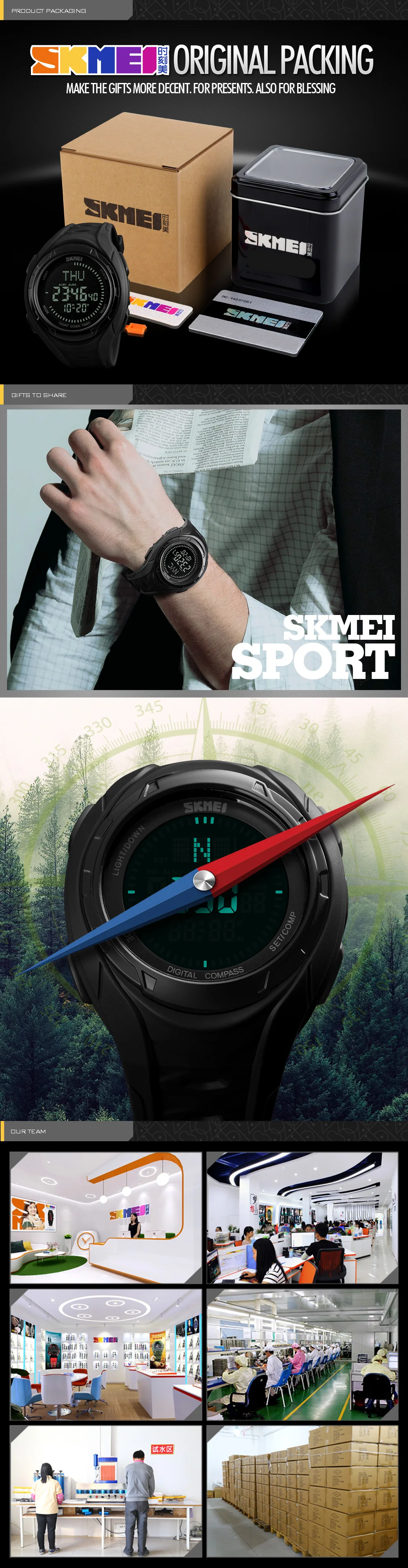 SKMEI модные спортивные часы мужские компас обратный отсчет будильник Chrono цифровые секундомер 5 бар водонепроницаемые часы 1314