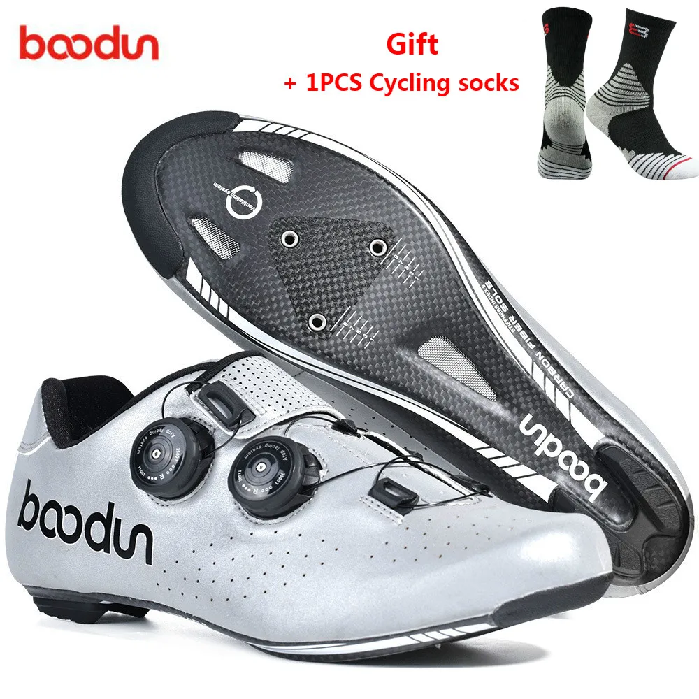 

BOODUN HOT Road Cycling Shoes Carbon Fiber Self-Locking Ultralight Breathable Wear Non-slip professional Bicycle Racing Shoes