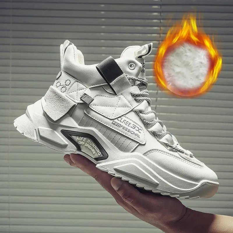 

High-level Warm Winter Sneakers for Men Sport Shoes Man Running Shoes Husband Sports Shoes Kids White Fur Tennis Original A-897