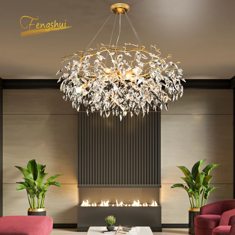 

Современная хрустальная светодиодный ная люстра в стиле лофт для гостиной, Подвесная лампа-кластер для зала отеля, комнатный декор, люстра ...