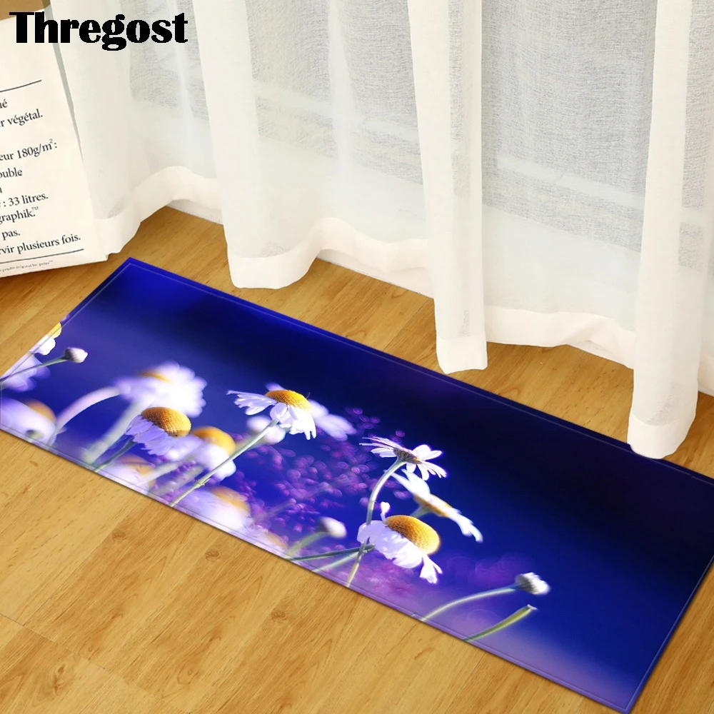 Фото Зеленые длинные напольные коврики Thregost с живописным принтом, Декор для дома, гостиной, спальни, противоскользящий ковер из микрофибры для ванной комнаты, кухни №5