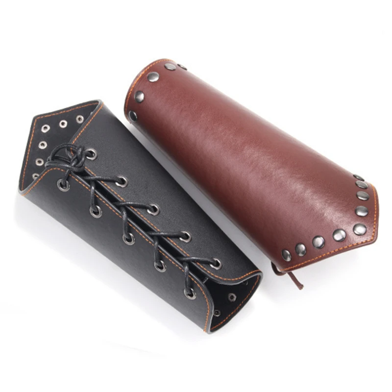 1 Pcs Medieval PU Leather Cross Strings Punk Armor Bracer Armband Arm Cuff Studs 2021 New Fashion Hot Sale