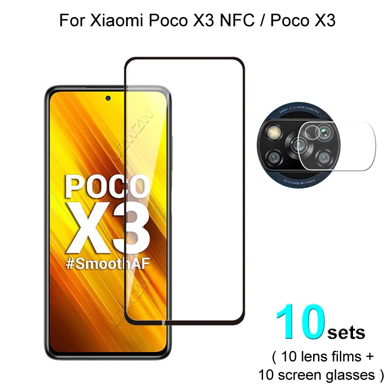 

10 комплектов для Xiaomi Poco X3 NFC / X3 защита для экрана защитное закаленное стекло Взрывозащищенная и пленка для объектива камеры