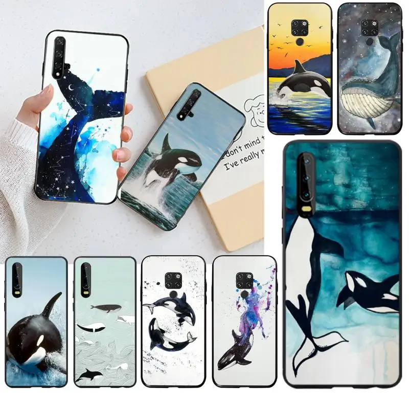 

KPUSAGRT Killer whale orca watercolor phone Case cover Shell for Huawei P40 P30 P20 lite Pro Mate 30 20 Pro P Smart 2019 prime