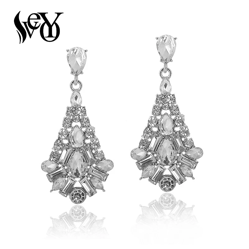 

Женские короткие серьги-подвески VEYO, с белыми кристаллами, стразы