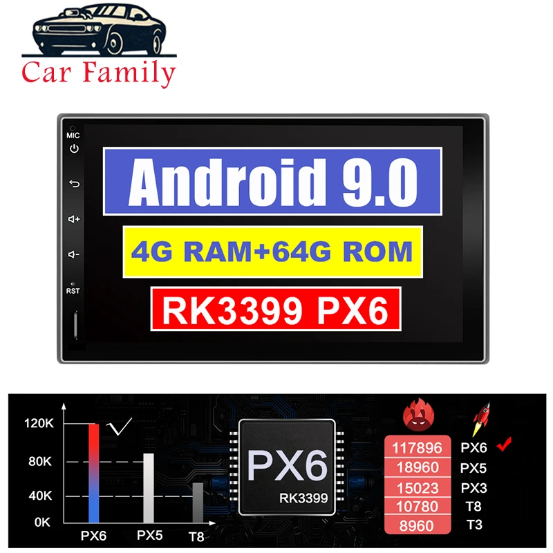 Автомобильный семейный 2 Din 4G + 64G RK3399 IPS Android 9 0 WIFI мультимедийный радио плеер