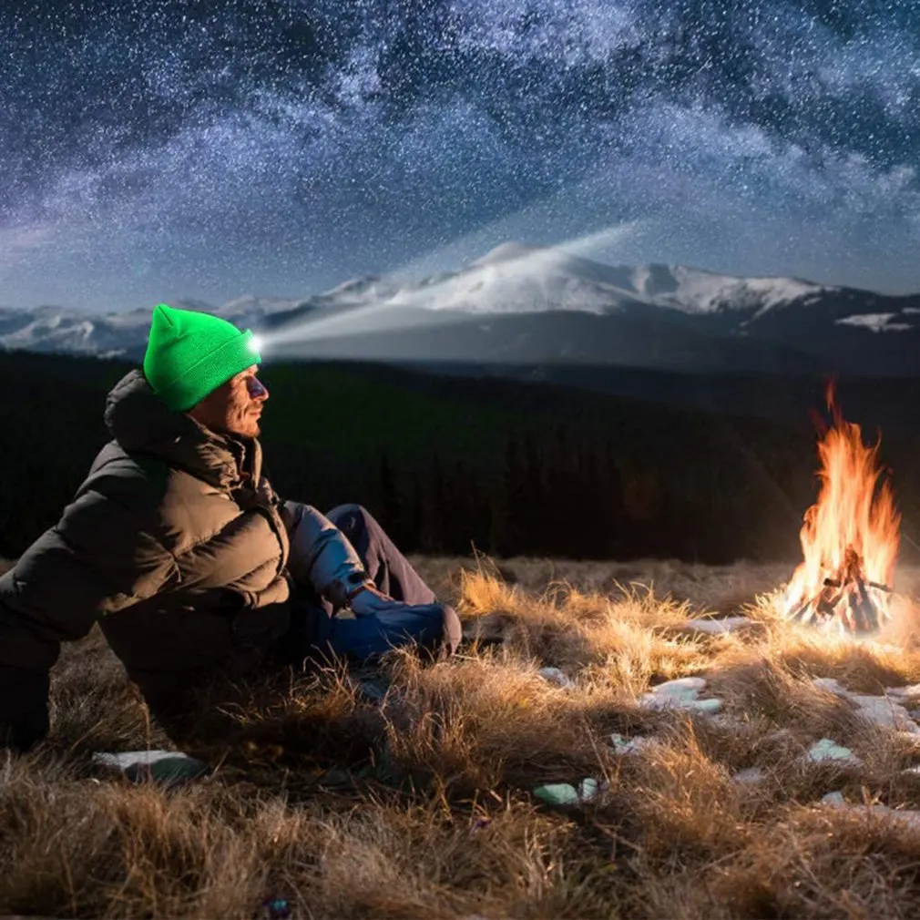 

5 LED Light Luminous Knitted Hat Hiking Camping Hedging Fishing Night Light Hat Ultra Bright Flashlight Cap Beanie Hat