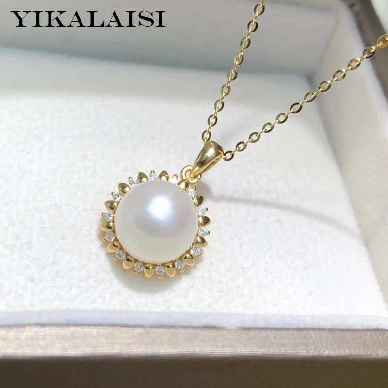 

Подвески с натуральным пресноводным жемчугом YIKALAISI, 925 пробы, для женщин, 10-11 мм, сплюснутые, серебрянное ювелирное ожерелье пробы