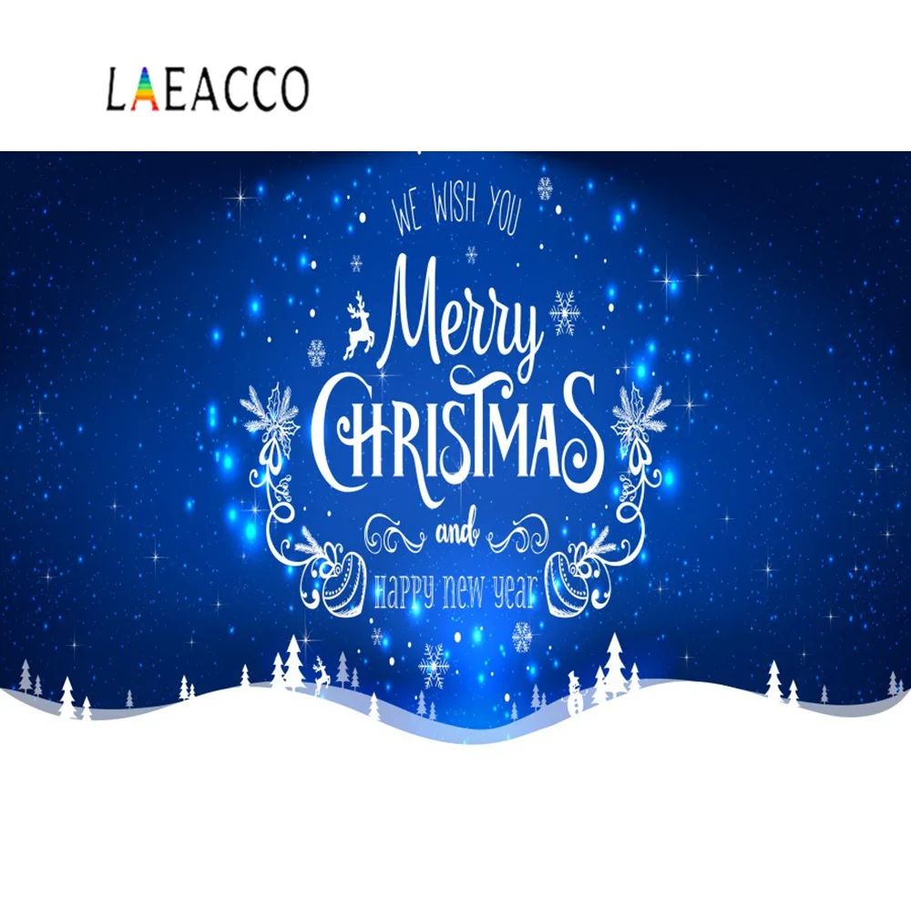 Laeacco с новым годом Счастливого Рождества зимой снега Сияющие Звезды голубое небо