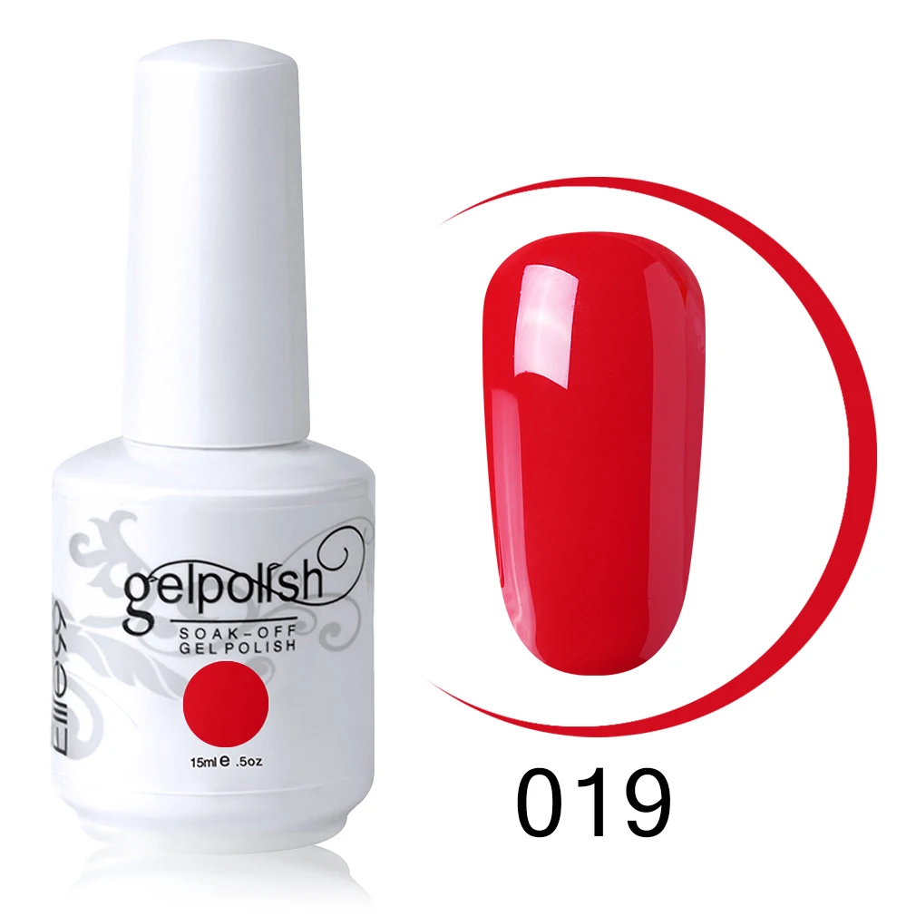 019 Elite99 15 мл УФ гель лак для ногтей гель лак Декоративный Лак для ногтей верхнее Базовое покрытие необходимо замачивать гель лак винно-красный лак для ногтей - Цвет: 019