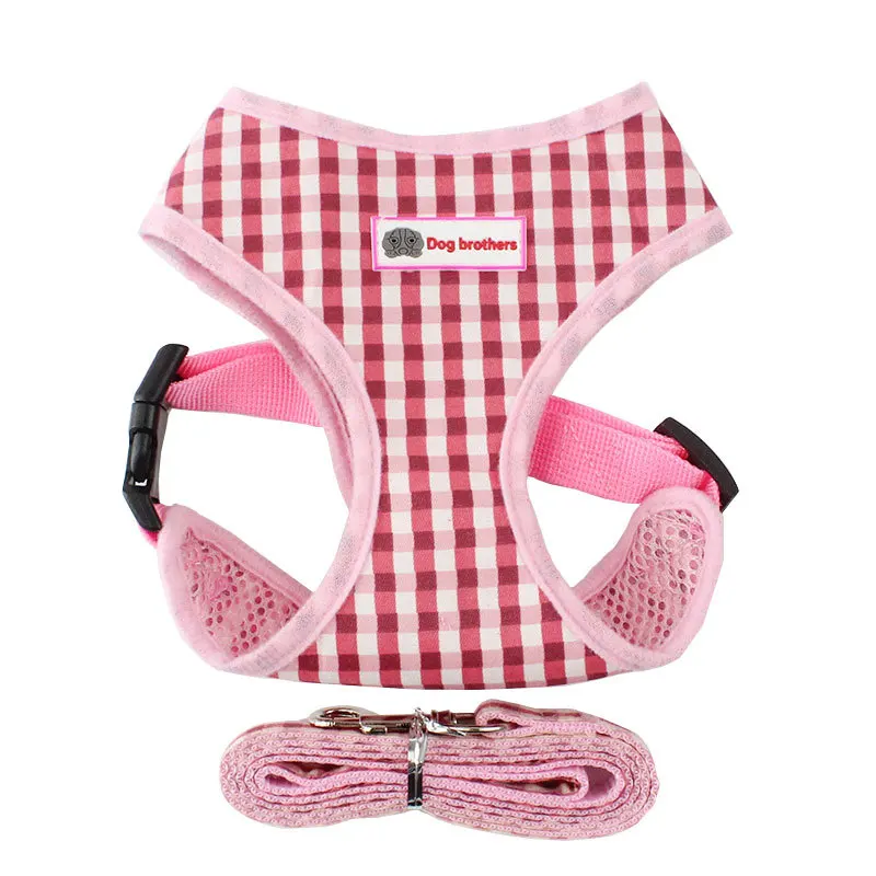 

Classic Vest-style Dog Chest Strap Summer Breathable Mesh Dog Harness Pet Dog Vest With Dog Rope