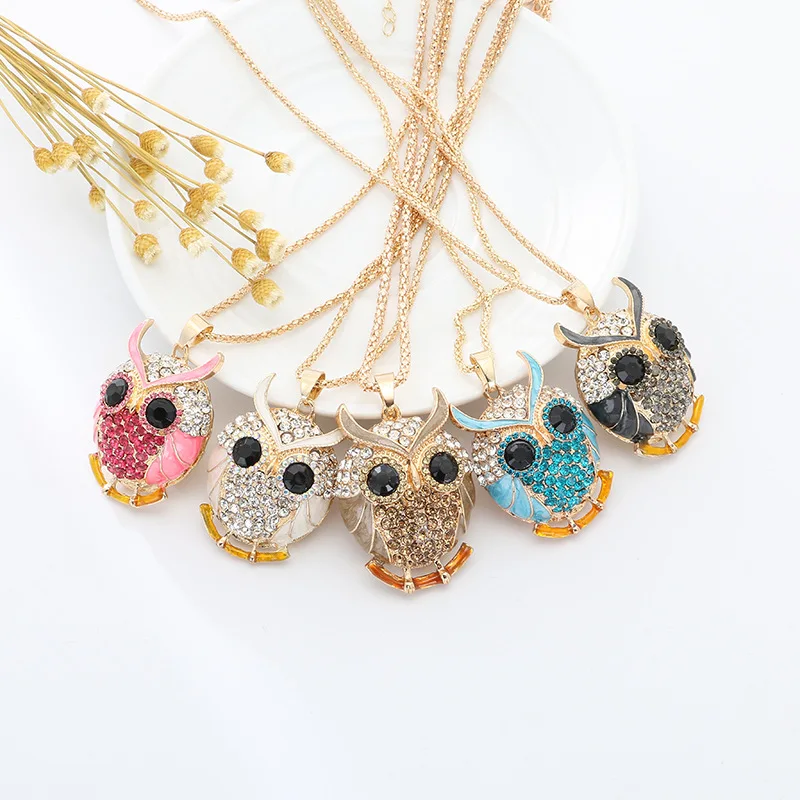 Ретро Хрустальная подвеска в виде совы 925 Серебряное ожерелье модная цепочка для
