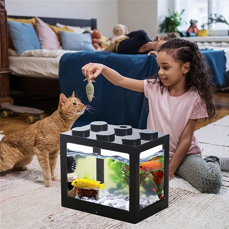 Mini Multicolor Stackable Building Blocks Ecological Creative Aquarium Fish Spider Tank Small Reptile Pet Box Home Decoration | Дом и сад