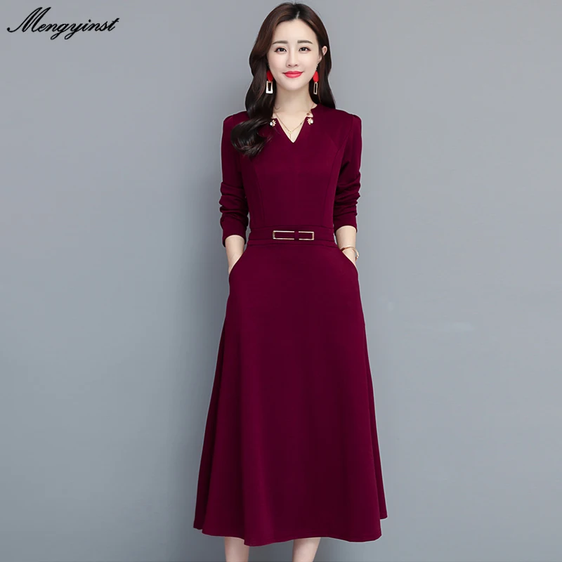 Платье женское с V образным вырезом модное элегантное офисное приталенное платье