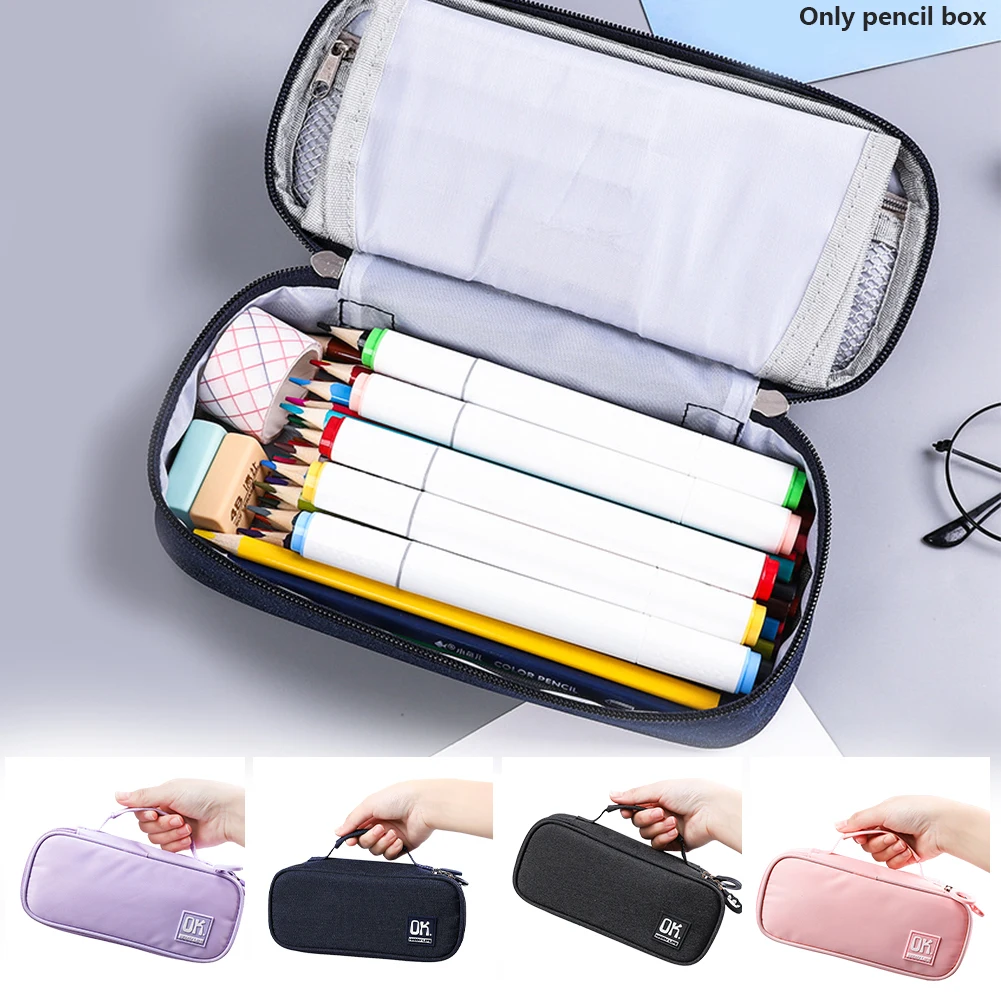 

Zipper Closure For Homecoming Large Capacity Canvas Student Boy Girl Desktop Office School With Handle Writing Board Pencil Case