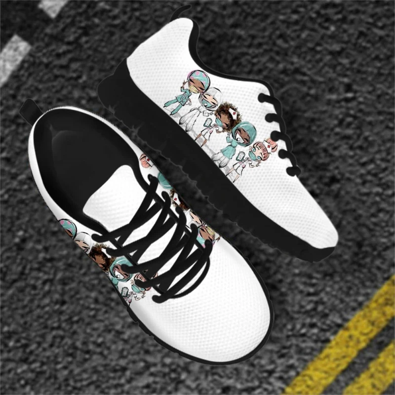 

Doctor Nurse Drawing Women's Shoes Nursing Medical Lace Up Sport Sneaker Healthcare Design Casual Flats Shoes Lightweight