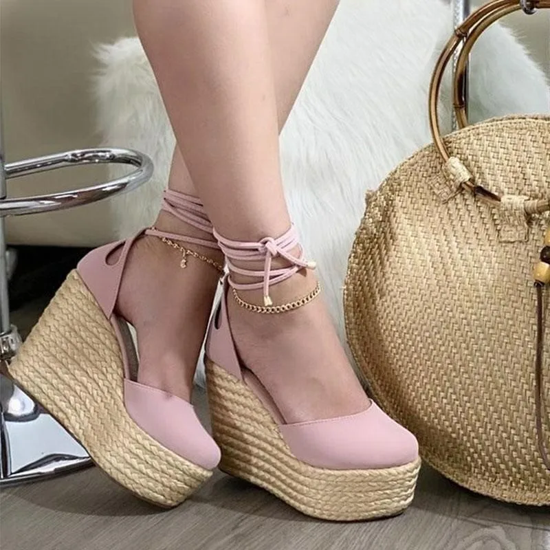 

Beige Heeled Sandals 2021 Women's Low-Heeled Shoes With Strap Clogs Wedge Large Size Black New Low-heeled Platform Girls Big Co