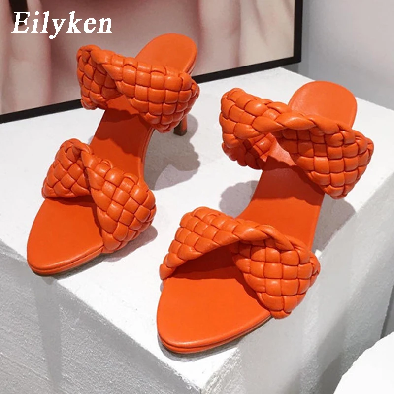 

Eilyken/Новый дизайн; Кожаные летние шлепанцы со складками; Модные Нескользящие босоножки на тонком высоком каблуке; Женская обувь для подиума ...