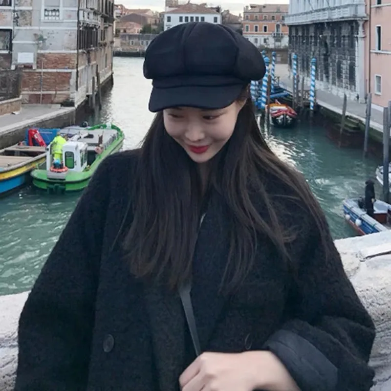 Оптовая продажа женские шапки Корейская шерстяная Ретро шапка с гусиным языком