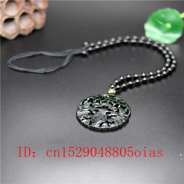 Натуральный черный зеленый нефрит в китайском стиле ожерелье из бисера