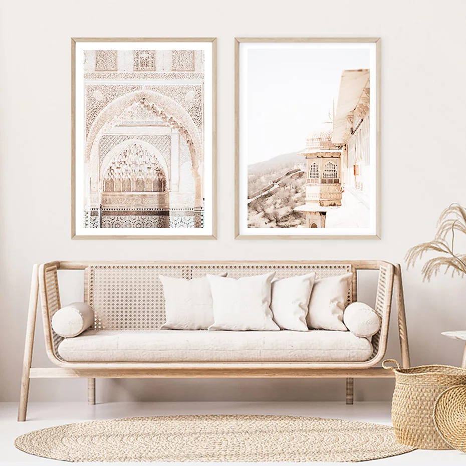 

Travel Landscape Poster Beige Moroccan Architecture Canvas Paintings Bohemia Style Wall Art Prints for Living Room Home Decor