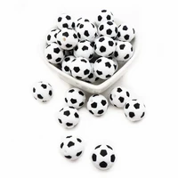 chenkai 10pcs silicone soccer teether beads diy football cartoon baby chewing pacifier dummy sensory jewelry toy making beads