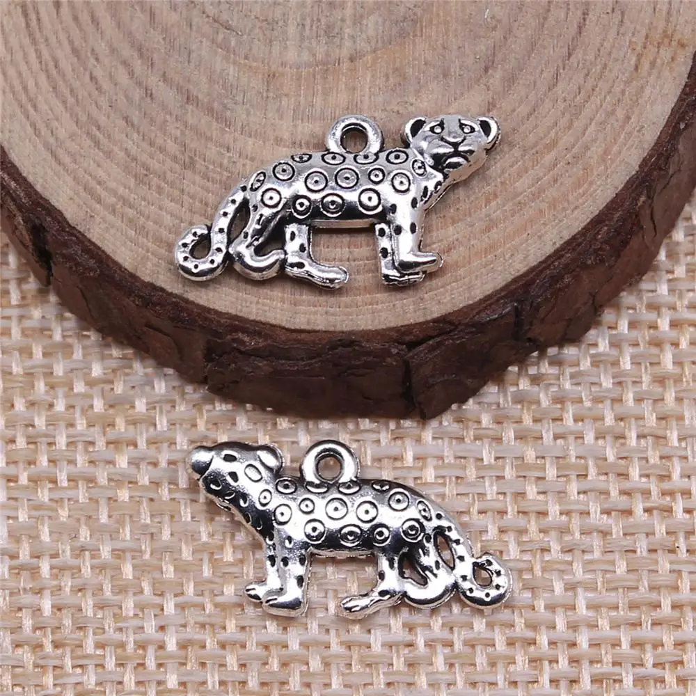 

Handmade Pendants For Jewelry Accessories 20pcs Leopard Charms 22x12mm Antique Silver Plated