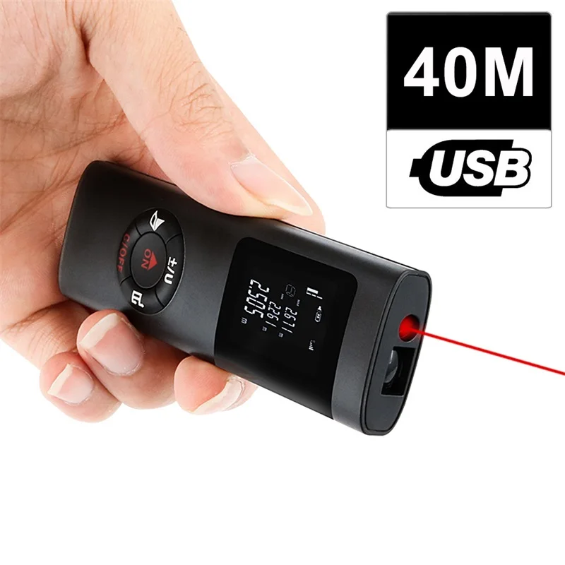 KKMOON Мини Ручной 40 м умный цифровой лазерный дальномер Портативный usb зарядка измеритель расстояния