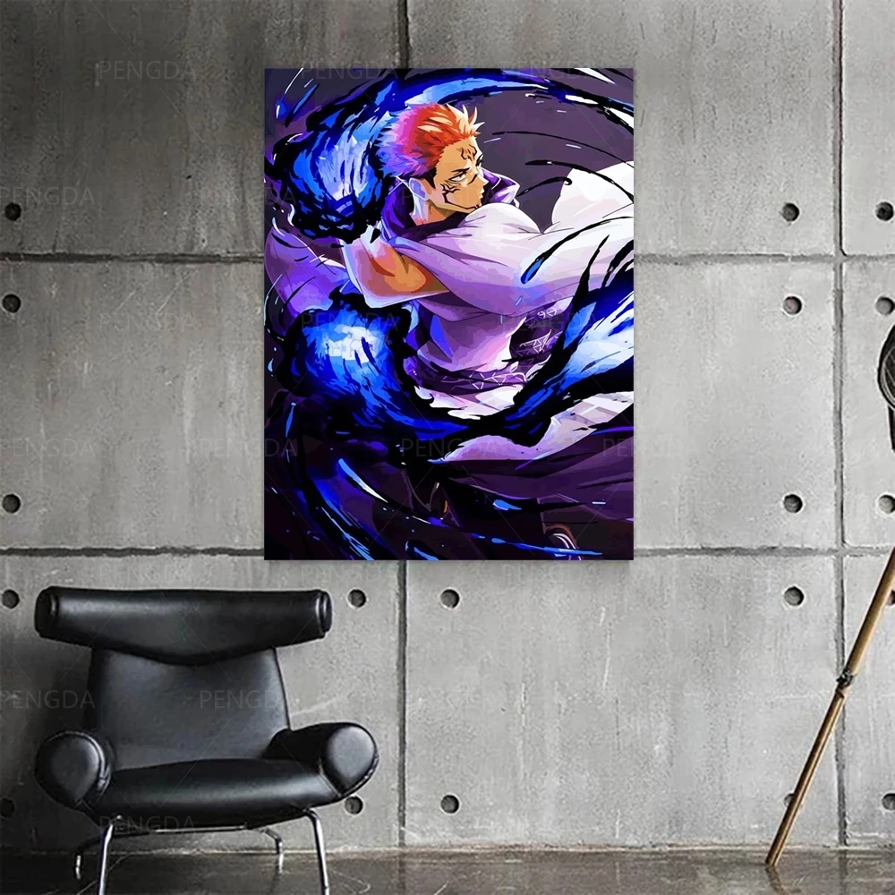 

Home Decor HD Print Painting Purple Fight Magic Jujutsu Kaisen Picture Wall Art Modular Canvas Poster Modern Bedside Background