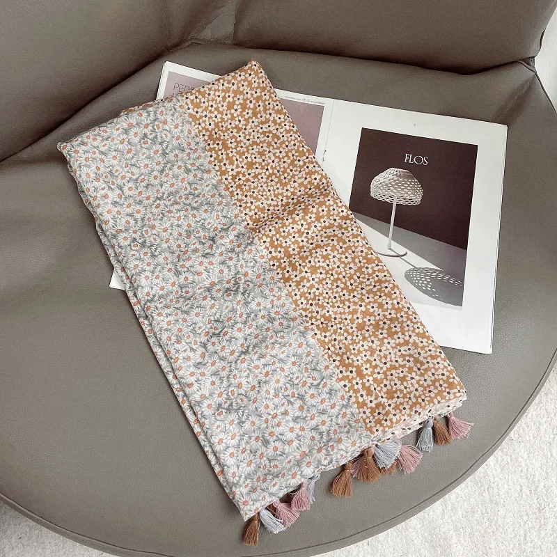 Женская мода садовый цветочный принт с маргаритками и кисточками Женский мягкий