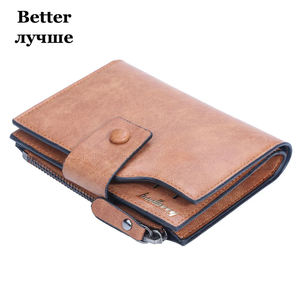 Brown Better Baellerry, деловые мужские кошельки, держатель для карт, короткий дизайн, на молнии, мужской кожаный кошелек, Одноцветный карман для монет, высокое качество, мужской кошелек - Цвет: Brown Better