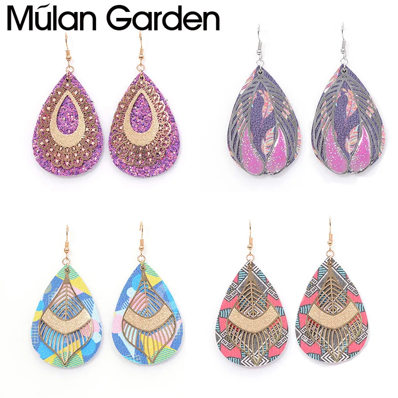 Модные блестящие Двухсторонние серьги из искусственной кожи для женщин золотые