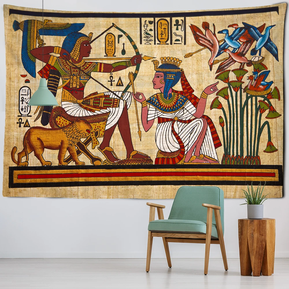 

Yellow ancient Egyptian tapestry wall hanging old culture printed Hippie Egyptian tapestry wall cloth home decoration retro tape