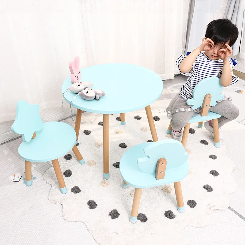 Kids Furniture Sets kids study table set solid wood round and chair mesa y silla infantil 60*60*50cm wholesale | Мебель