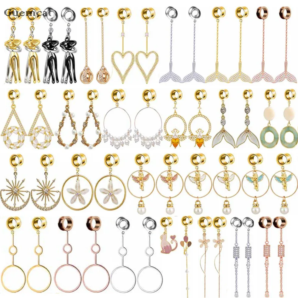 

Guemcal 2pcs Hot Sale Sweet Stainless Steel Fishtail Love Round Pendant Earrings Exquisite Piercing Jewelry