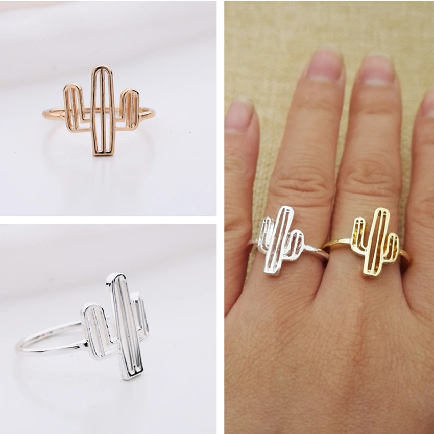 Женское Винтажное кольцо с кактусами Kinitial геометрическое Кольцо С КАКТУСОМ на