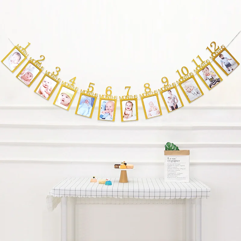 В виде бабочек новинка 12 месяцы фоторамка Бумага баннер первый С Днем Рождения