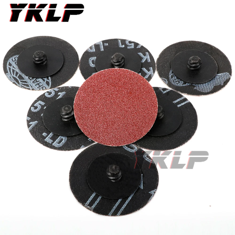 

50mm Rotary Lock Disc Polishing Disc Emery Cloth Wheel Sandpaper Piece Rotary Sand Disc Button Wheel Derusting 24-320Grit 50PCS