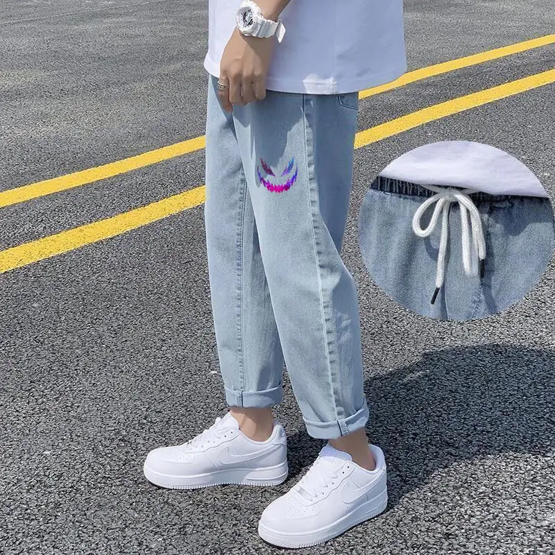 

Jeans men's spring and summer straight loose trendy brand Korean wild wide-legged boys nine-point trend casual long pants