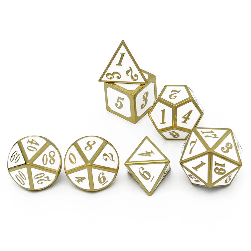 Металлические игральные кости D4 D6 D8 D10 D % D12 D20 с черным мягким мешочком на шнурке