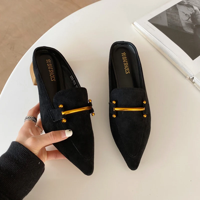 Меховые лоферы женская обувь на каблуке повседневные Мокасины шлепанцы