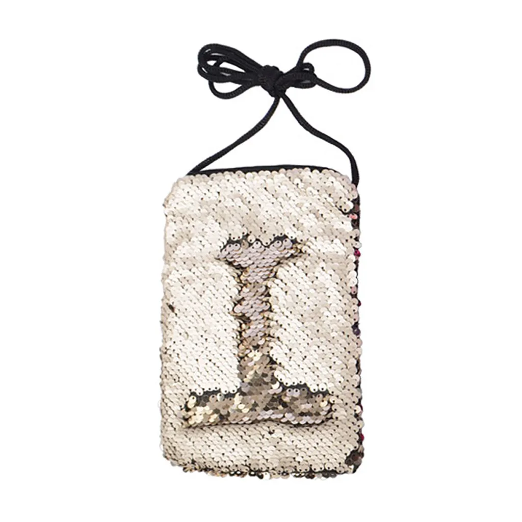 Женская модная двухсторонняя сумка для монет с блестками 2020 на плечо телефона