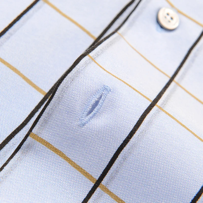 

England Style Men's Modal-Blend Gingham Shirt High-quality Casual Long Sleeve Standard-fit Button-down Plaid Checkered Shirts