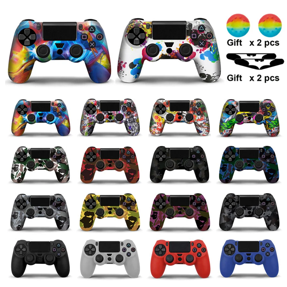 Silicone Rubber Case Cover For SONY Playstation 4 PS4 Controller Protection Skin For PS4 Pro Slim Gamepad Controle Thumb Grips