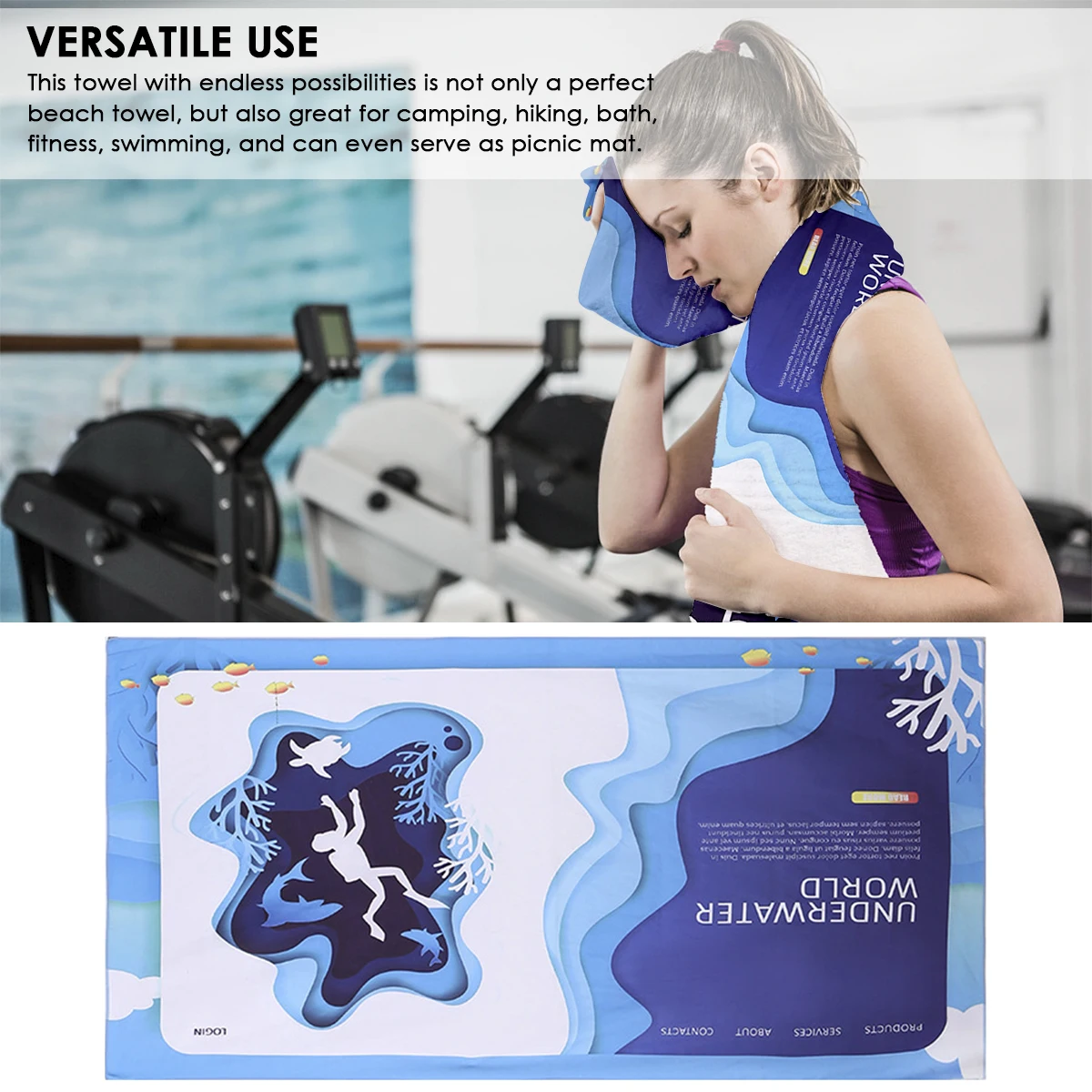 Пляжное полотенце из микрофибры с двусторонней печатью супер впитывающее