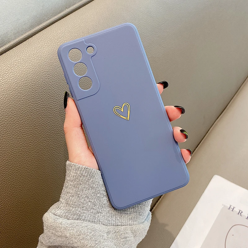 

Ultra-thin Heart-shaped Square Liquid Silicone Phone Case For Samsung Galaxy S21 S20 Plus Note 20 A51 A71 A52 A72 Luxury Cover