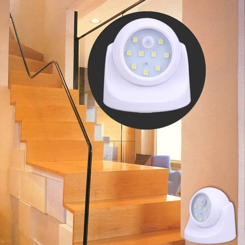 

9 LED Wireless Motion Sensor Night Light 360 Degree Rotation Night Light Night Lamp Wall Light Lamp Battery Power Auto On Off